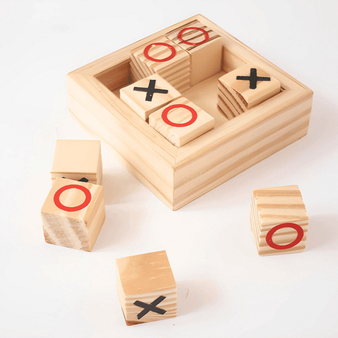 AVIDERS™ Wooden Tic Tac Toe Mind Challenging Cross & Zero Family Board Game for Kids & Adults | Strategy Board Games | Board Games for Adults | XOXO Learning Toys (Black & Red)