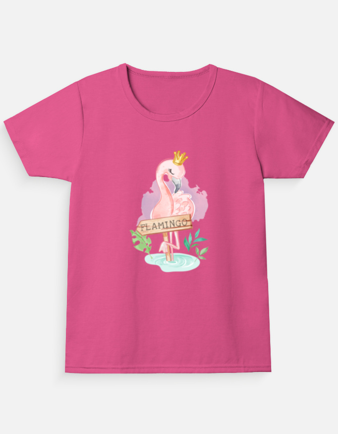 Aviders™ | Girl's Crew Neck T-Shirt | Flamingo Queen
