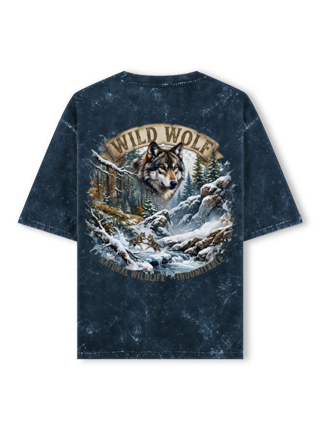 Aviders™ | Unisex Acid Washed Oversized Tee |  Wild FOX ( 240 GSM )