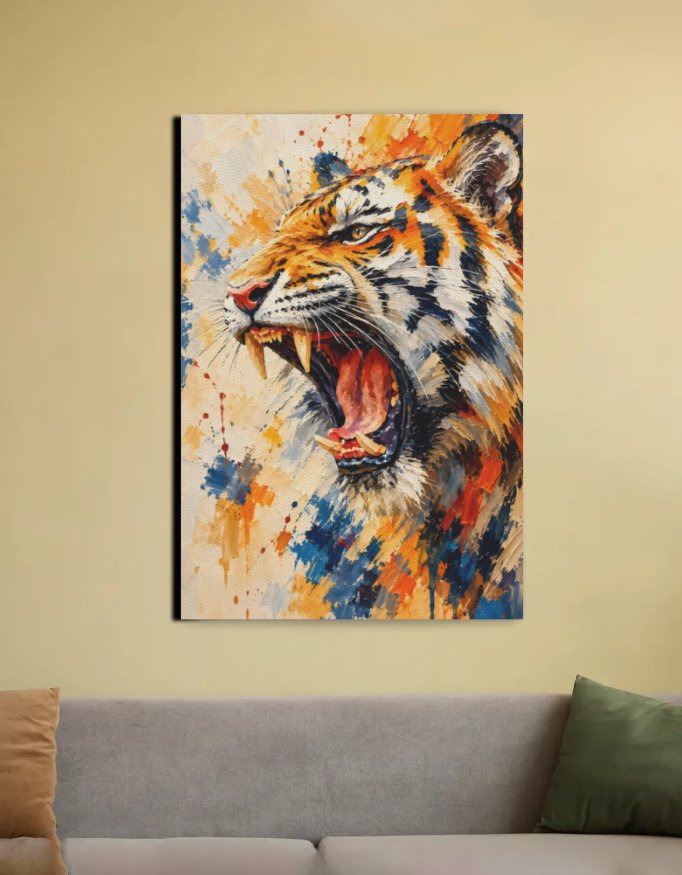 Aviders™ | Canvas | Roaring Tiger in Impasto Colors | 18*24 Inc